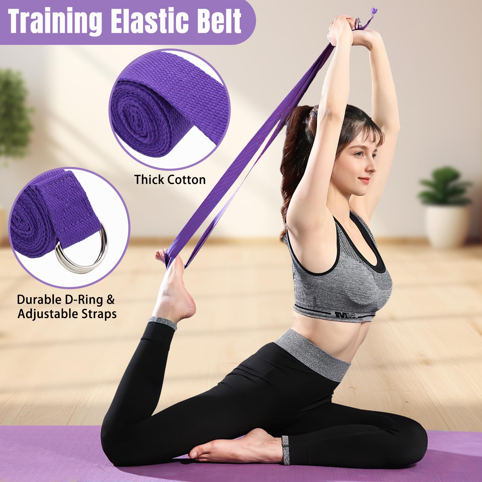 Ensemble d'anneaux de Pilates, Incluant Ballons de Yoga, Sangles de Yoga et Bandes de Fitness, Accessoires de Gymnastique Portables pour La Maison, Idéal pour la Maison et Le Studio