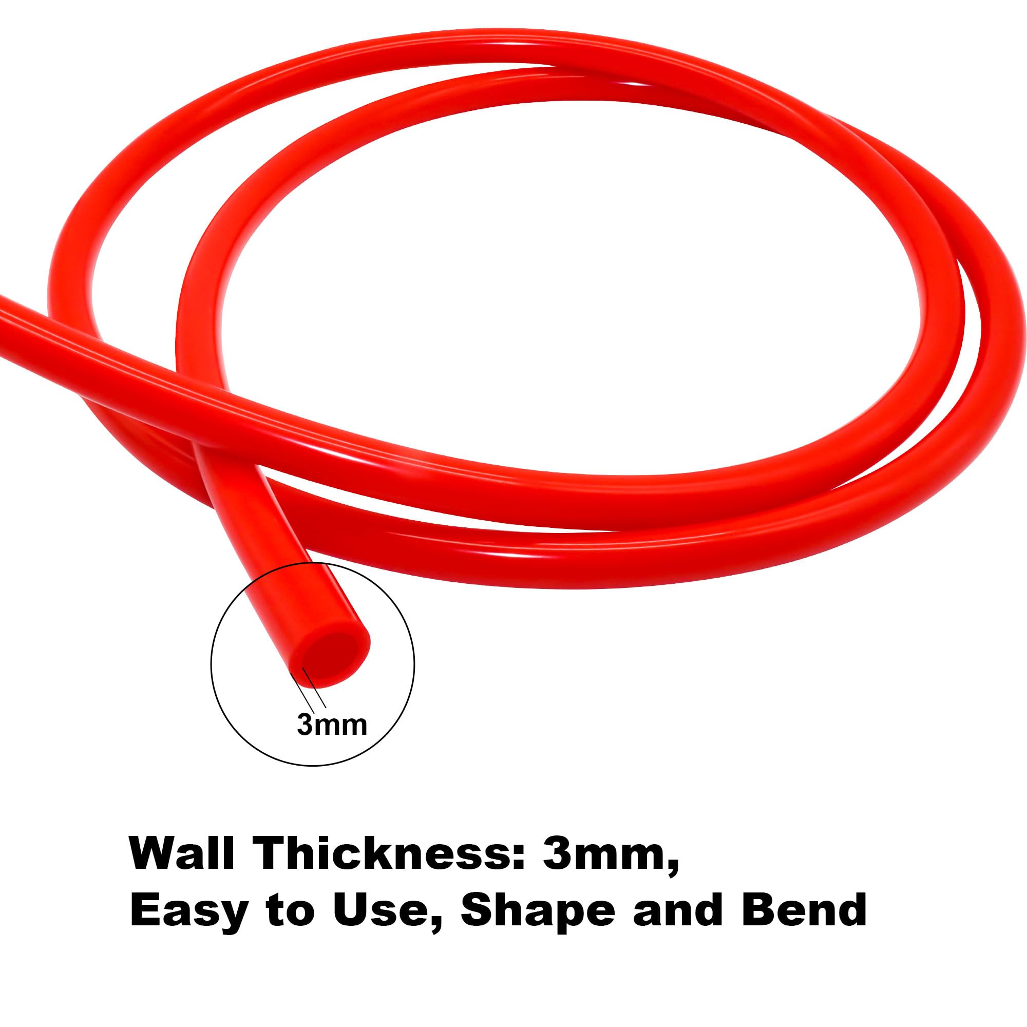 Tube en silicone pour transfert air/eau - 5 mm x 11 mm x 3 mm x 3 mm (DI x DE), 3 m, rouge