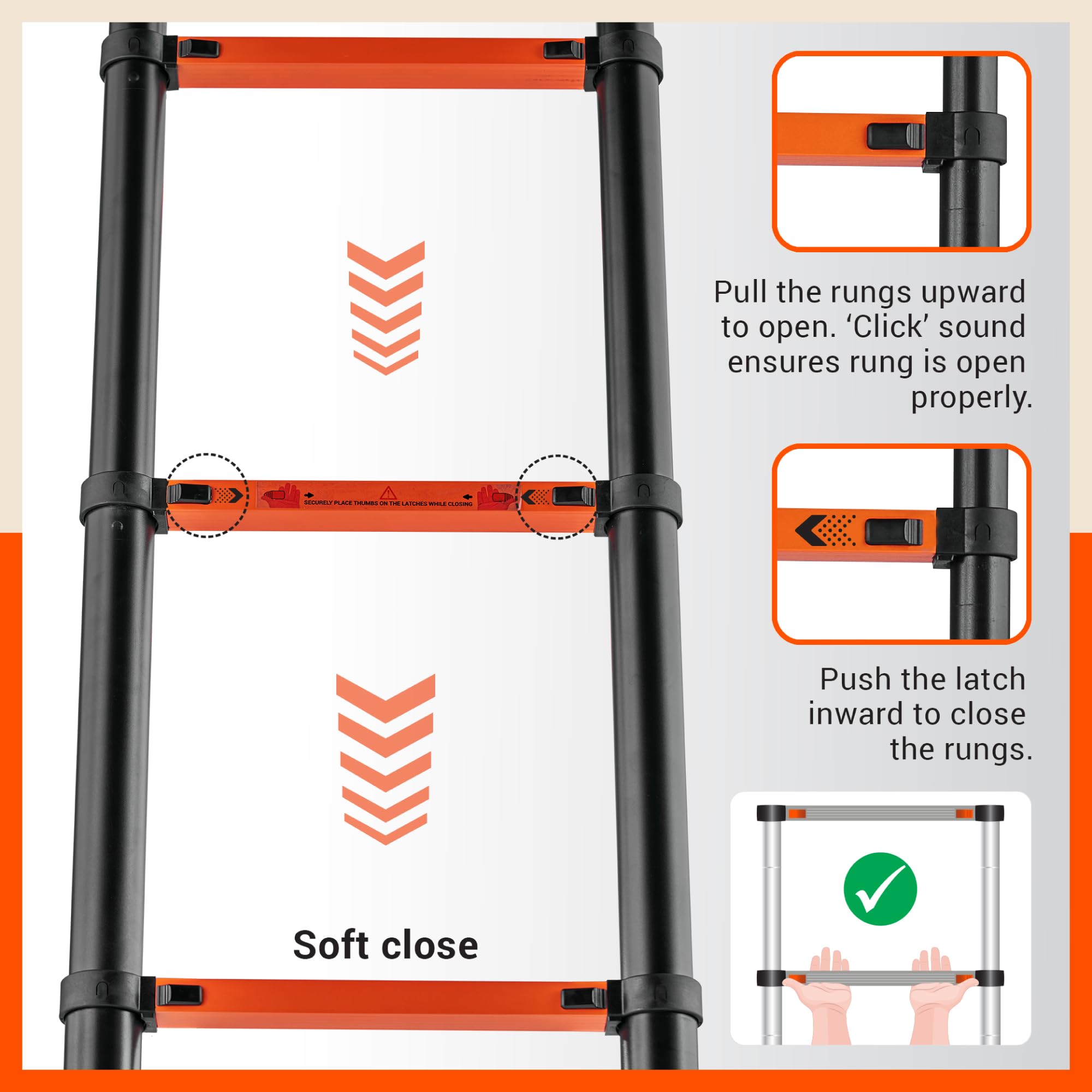 Bathla Carbon Steel Telescopic Ladder A Type 16.5 ft (5m) - 12 Steps | Portable & Compact | Foldable Multipurpose Step Ladder for Home & Outdoor use — Amazon image 7