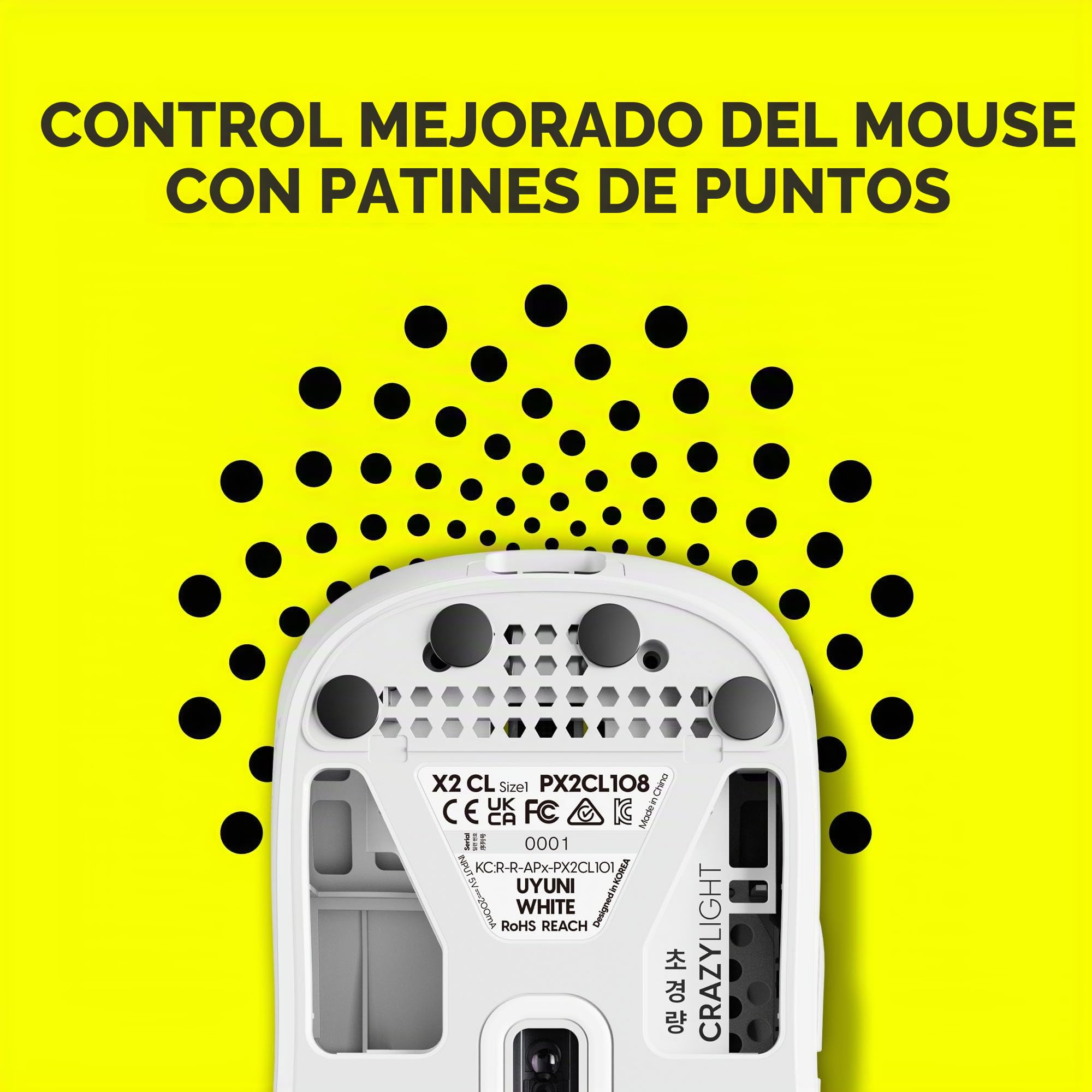 Pulsar Gaming Gears X2 Crazylight - Ratón inalámbrico para Juegos, Ultraligero, 1.23 oz (35 g), Interruptor óptico, 32000 dpi, 750 IPS, Sensor XS-1, Compatible con 8K (Blanco Uyuni)