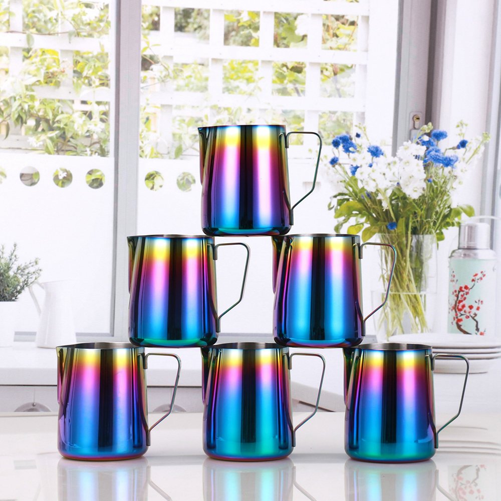 Para espuma de leche jarra para leche jarra jarra para espumar leche – wehome acero inoxidable café taza para café capuchino latte eléctrica 12-ounce Multicolor