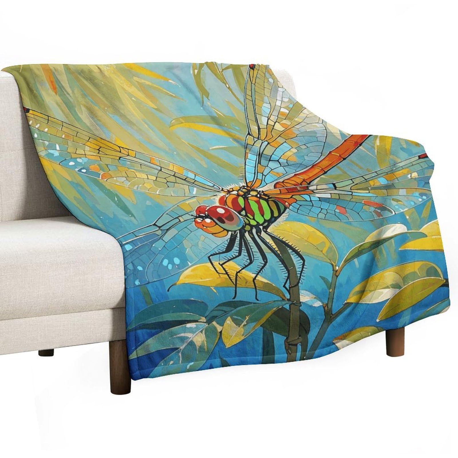 Couverture en flanelle libellule 127x152 cm légère pour lit