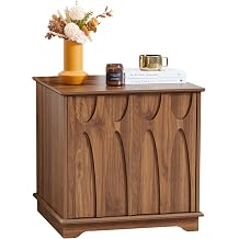 Bifins 24inch Large Square End Table with Storage, Walnut