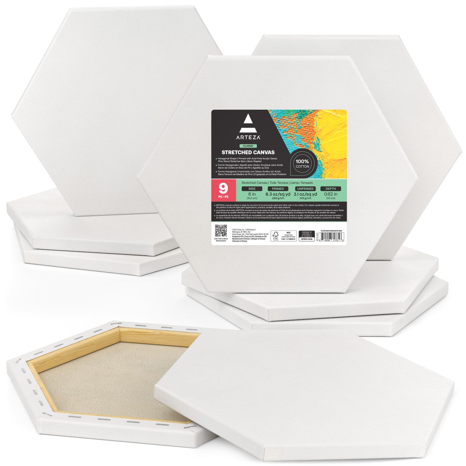 Amazon.co.jp: ARTEZA 六角形ストレッチキャンバス サイド6