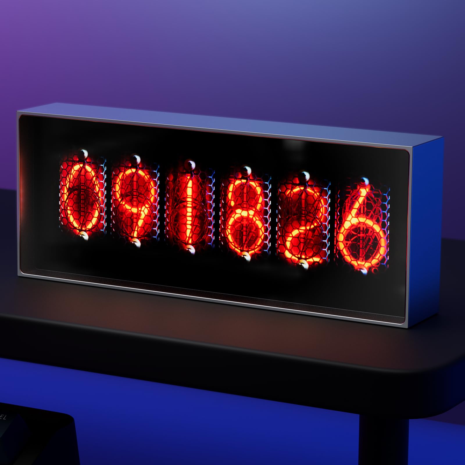Reloj despertador digital con LED, reloj despertador digital con clima, reloj de tubo con control de aplicación, 5 modos de visualización de la hora, pantalla de fotos personalizada, reloj