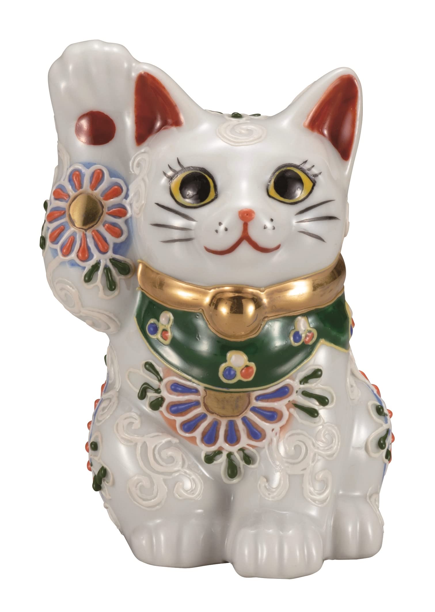 Amazon.co.jp: 『九谷焼』招き猫（4号）白盛 K7-1490 : ホーム＆キッチン