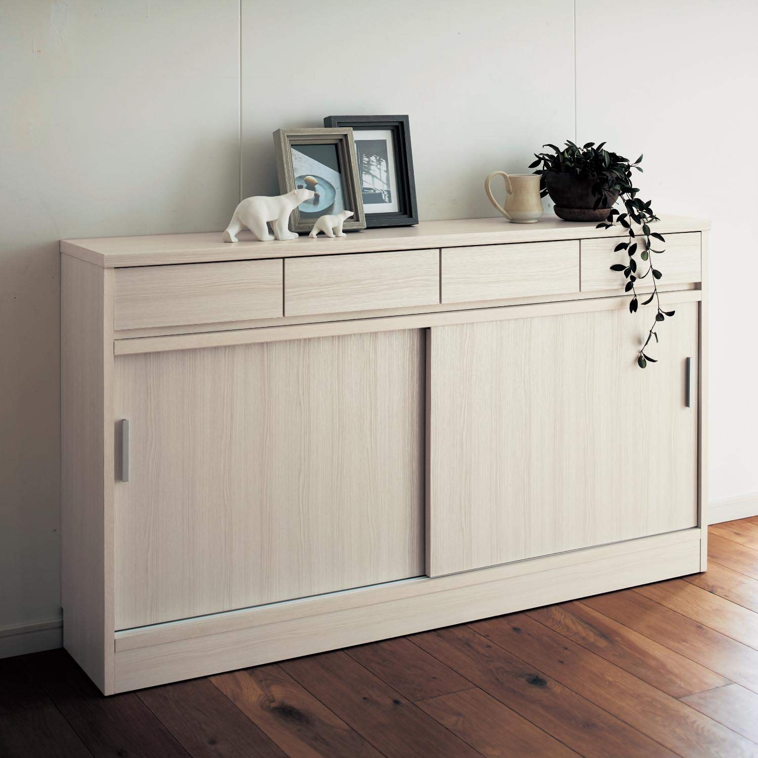 Amazon.co.jp: [ベルメゾン] キャビネット 引戸 収納 棚 ホワイト B 幅