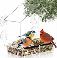 Vista 10 de Comederos de pájaros transparentes para ventanas con vista interior - Comedero de casa de pájaros con ventosas - Comedero de casa de pájaros
