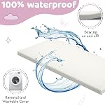 2” Crib Mattress Topper Memory Foam - Waterproof Breathable Soft Washable Cover 52” x28” x 2” Fits Standard Size Cribs & Toddler Beds by Sleepah