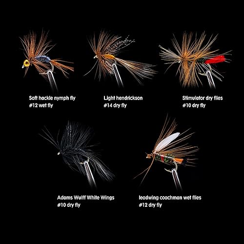 Vista 9 de Goture Kit de moscas de pesca con mosca, 25 piezas/30 piezas/100 señuelos de pesca con mosca, moscas secas, moscas húmedas, serpentinas, ninfas, D