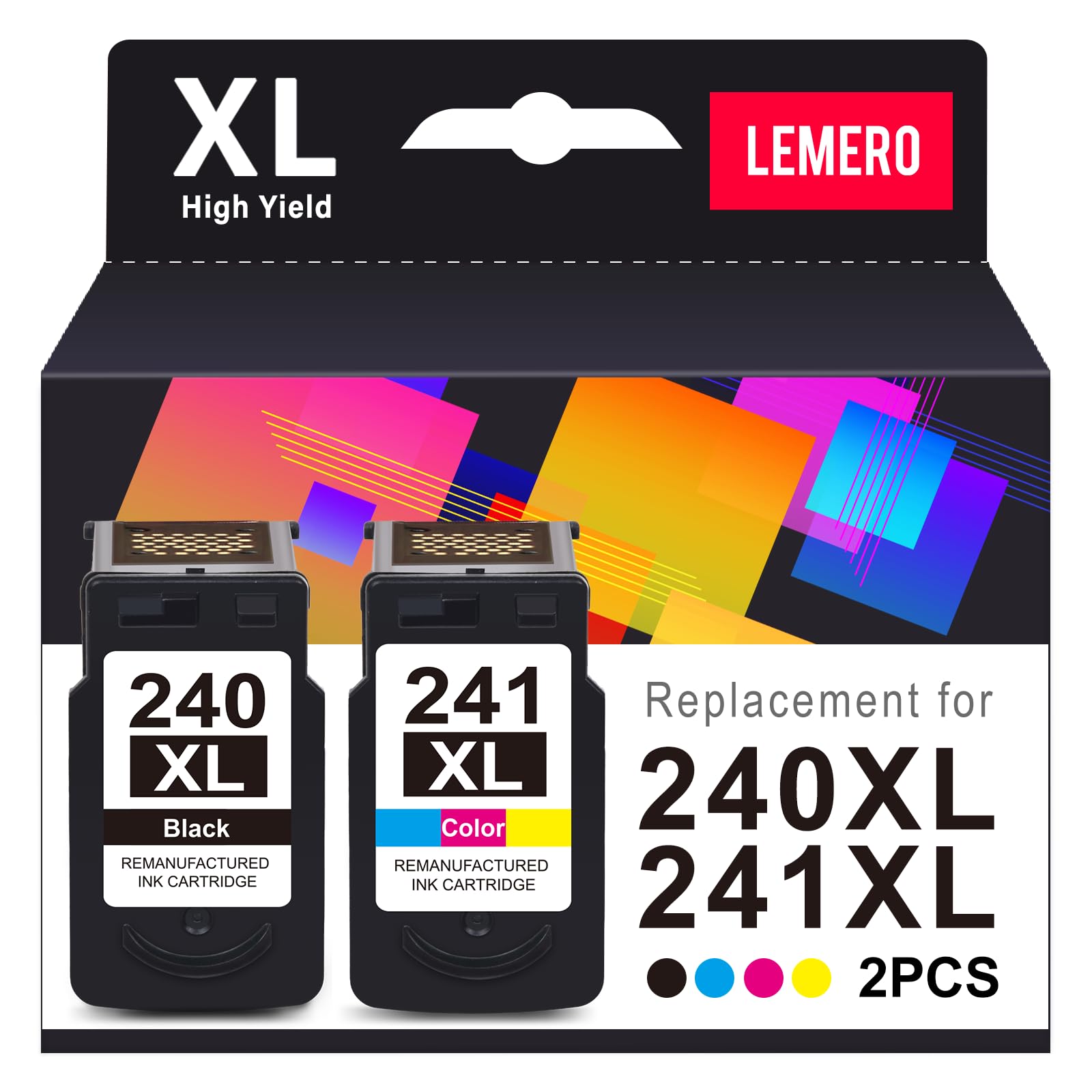 LEMERO PG-240xl CL-241xl Combo Pack Remanufactured Ink Cartridges Replacement for Canon Printer Ink 240 241 for PIXMA MG3600 MG3620 Printer for Canon