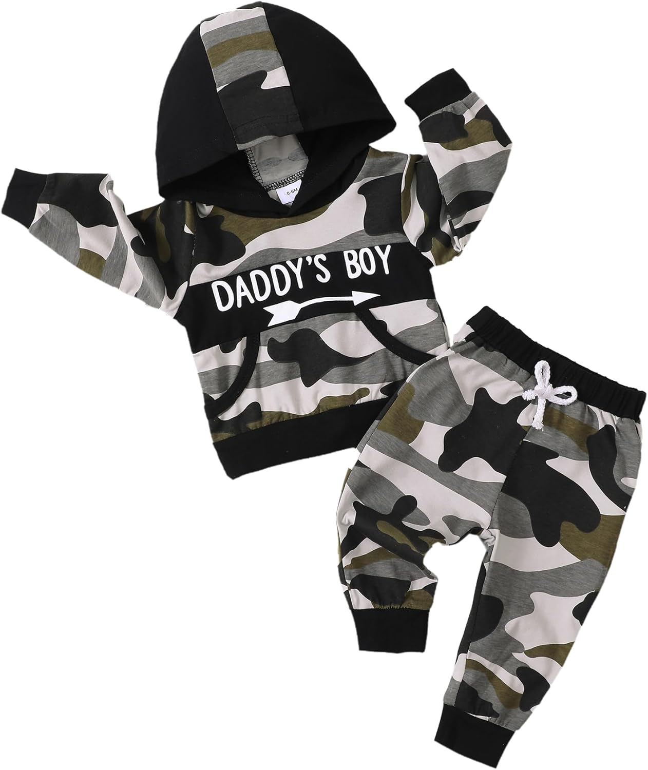 Infant Toddler Baby Boy Clothes Camo Long Sleeve Graphic Hoodie Sweatshirt Pant Set Cute Fall Winter Newborn Outfits