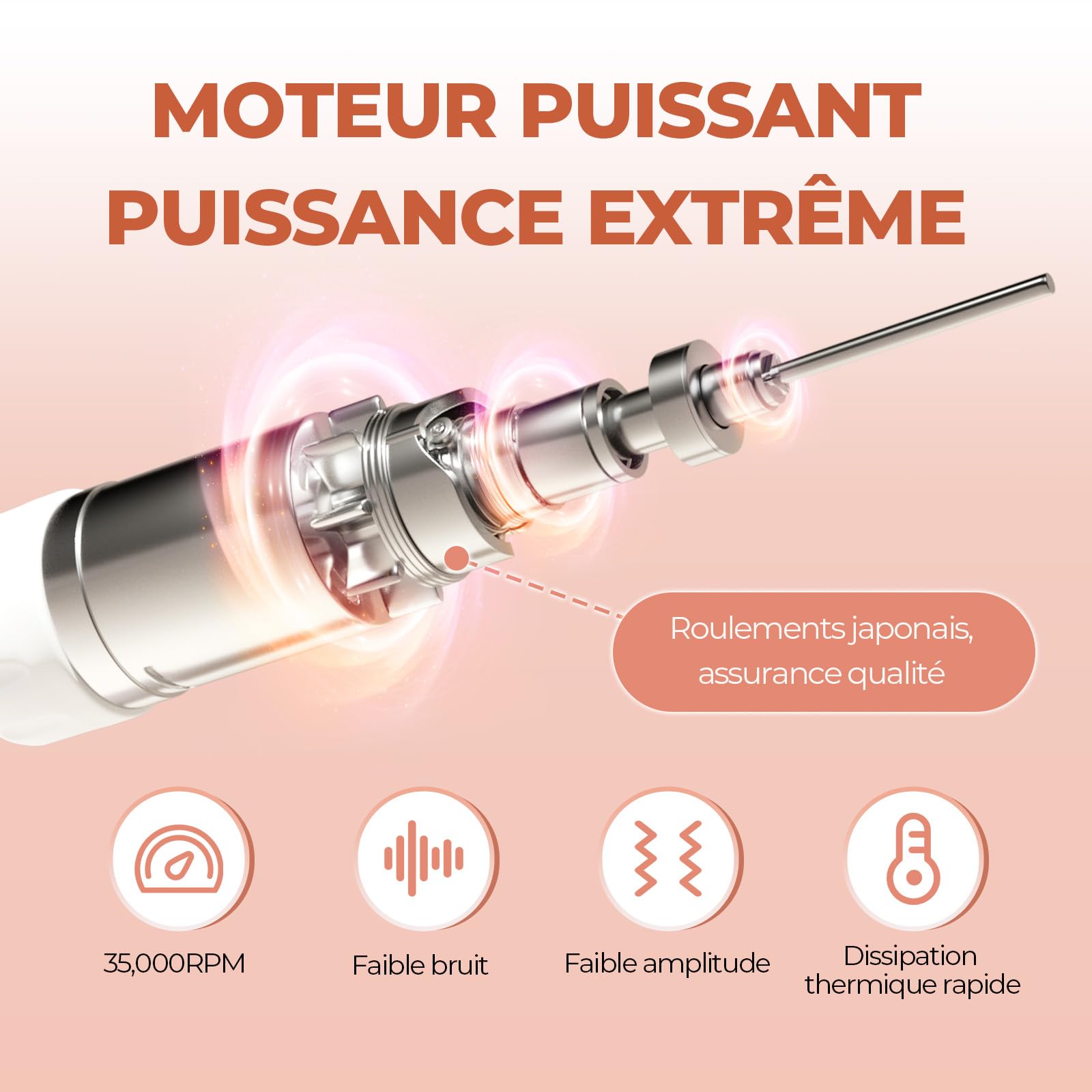 JCMASTER Ponceuse pour Ongles Professionnelle, 35000 tr/min Lime à Ongles Électrique avec Pédale + 6 Embouts Set Manucure Pédicure pour Retirer le Vernis/Gel/Cuticules