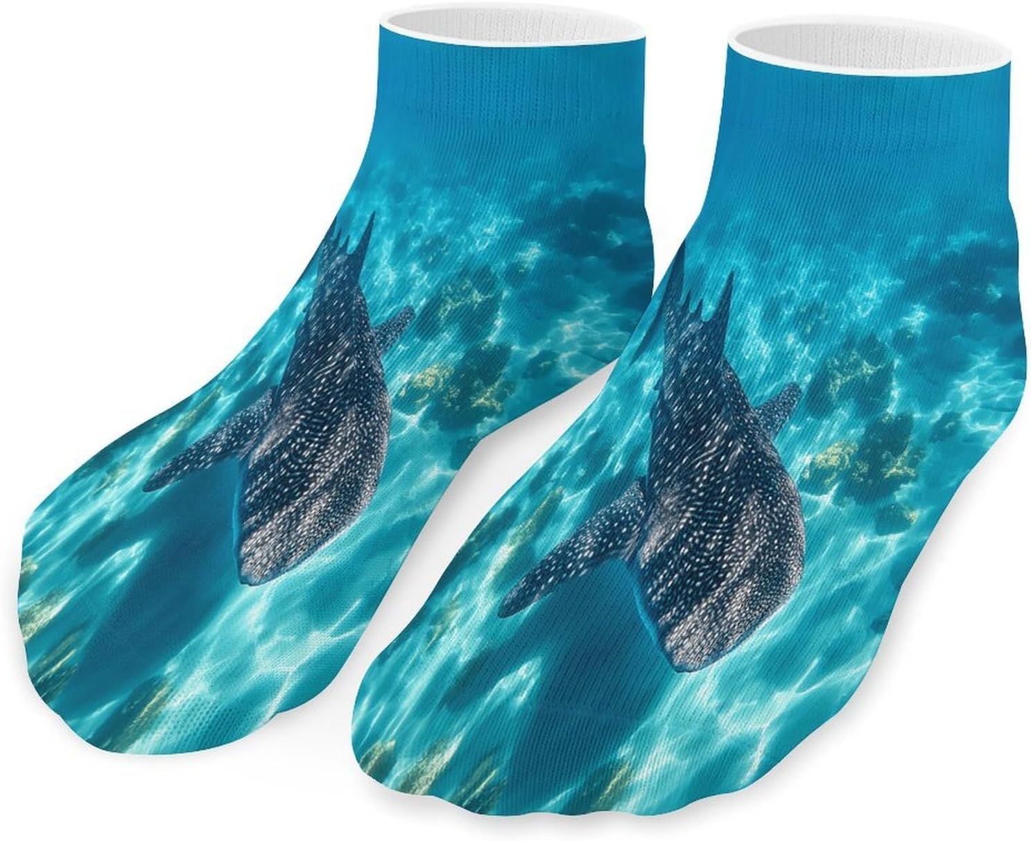 Whale Shark Ocean 5 Pairs Low Cut Ankle Socks Casual Liner Sock No Show Invisible Socks for Men Women