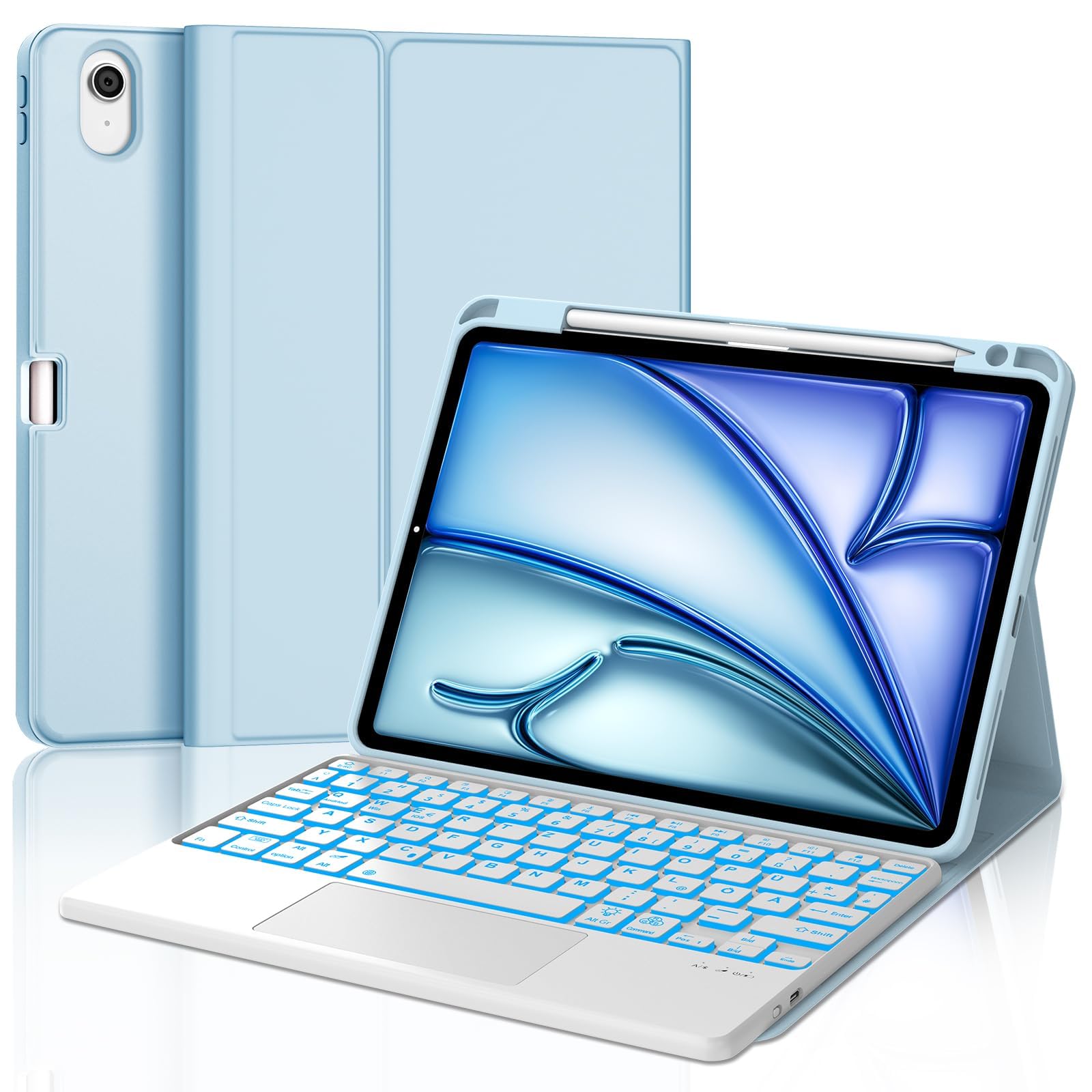 SOPPY Bluetooth Tastaturhülle Für IPad Air 11" & IPad Pro 11" – Abnehmbar, Mit Stiftschlitz & Langer Akkulaufzeit