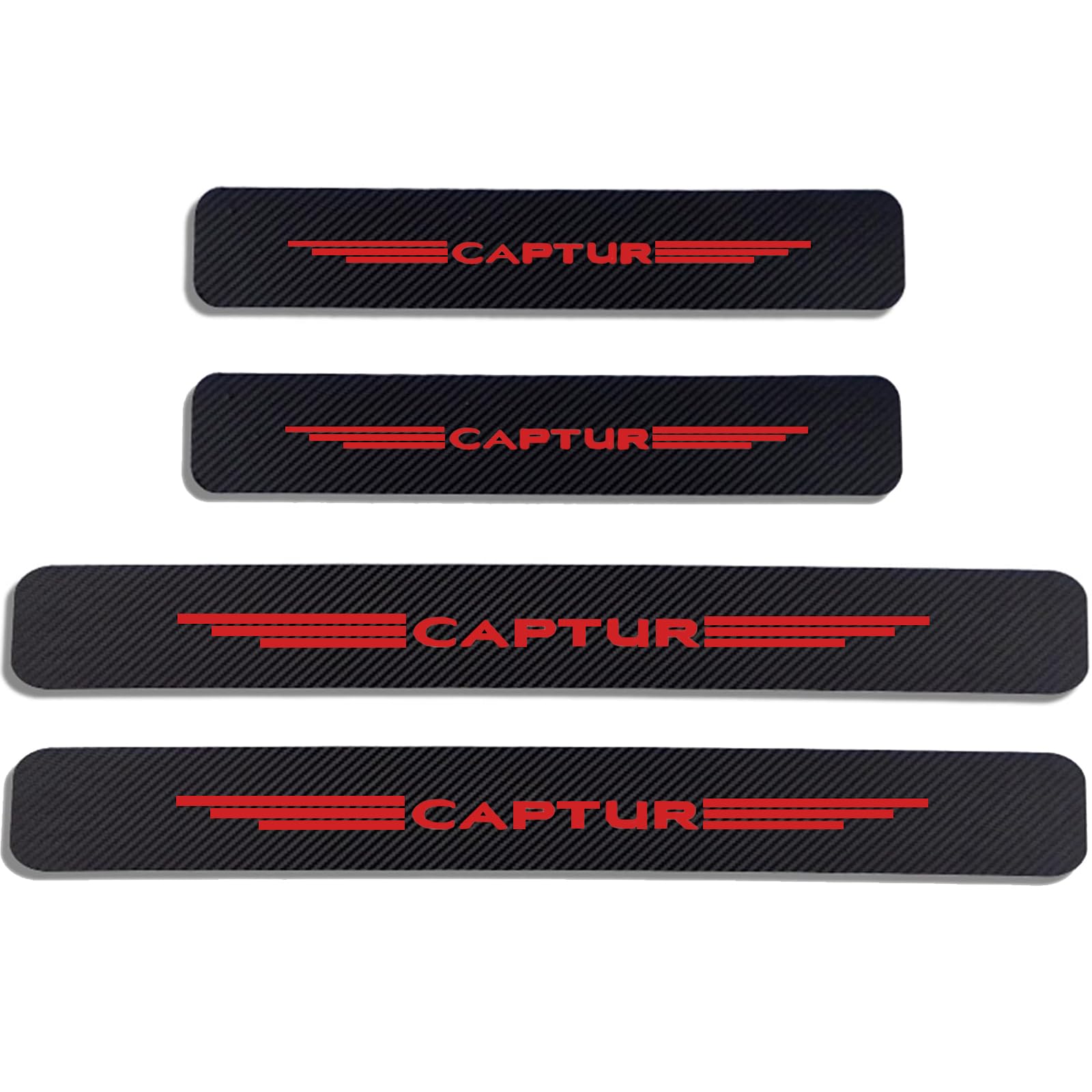 JYMLOV 4pcs Car Door Sill Protector Strips Carbon Fiber Threshold Protective Film Kick Plate Cover Sticker for Ren-Ault CAPTUR Car Accessories,Red