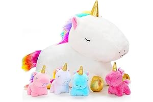 KMUYSL Unicorn Mommy and Four Babies Plush Set