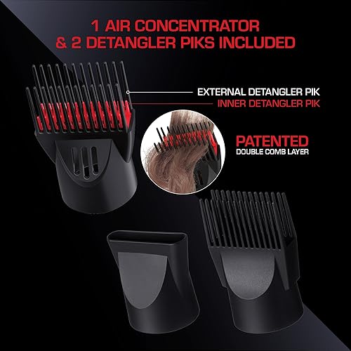 Miniatura 4 de Kiss Productos Red Pro 3200 Turbo Pro Detangler Secador de CA con 3 accesorios de peinado adicionales