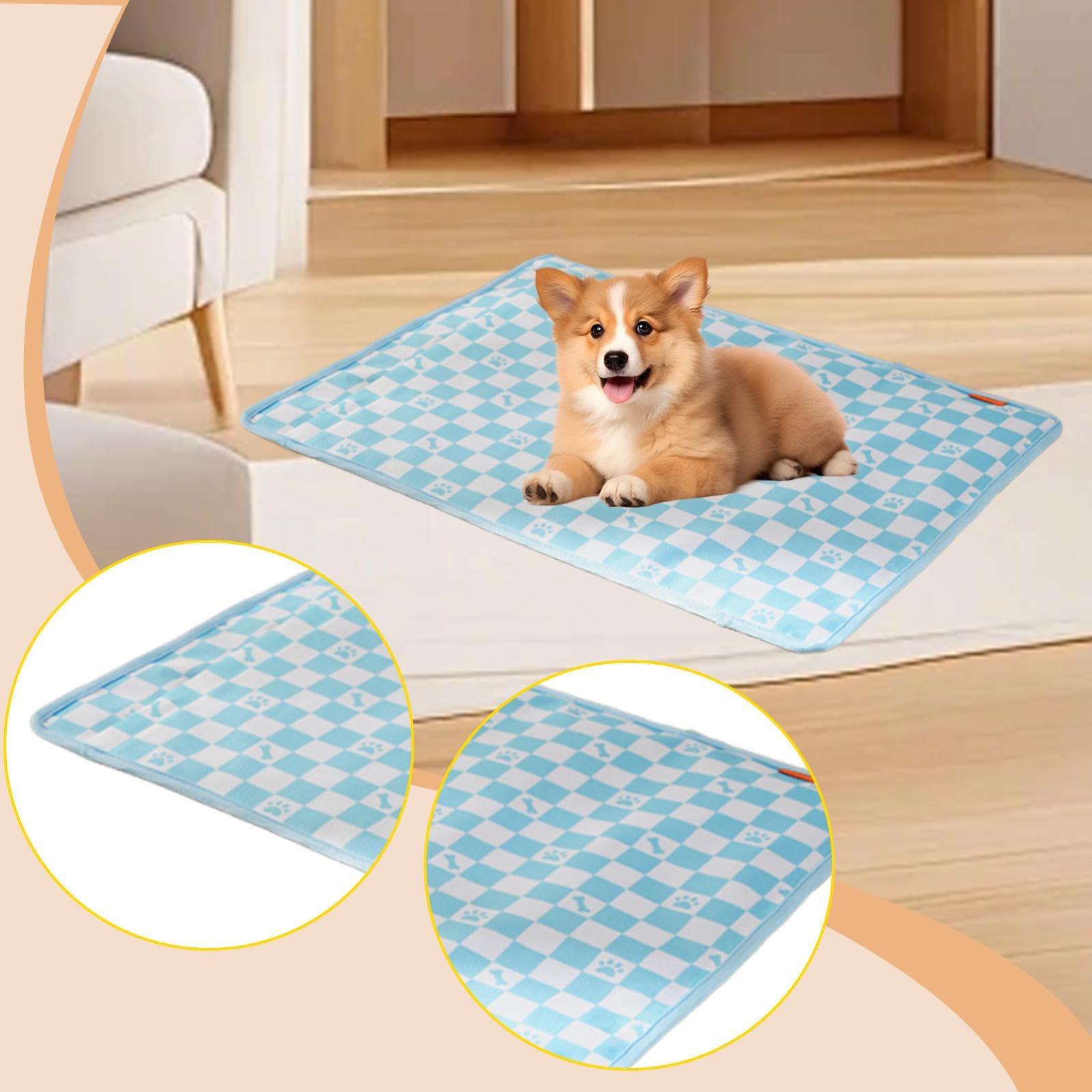 LOVIVER Tapis Auto-rafraîchissant pour Chien et Chat, Housse Amovible et Lavable pour Chiot Chaton, Tapis rafraîchissant pour Cage intérieure extérieure, 49cmx49cm