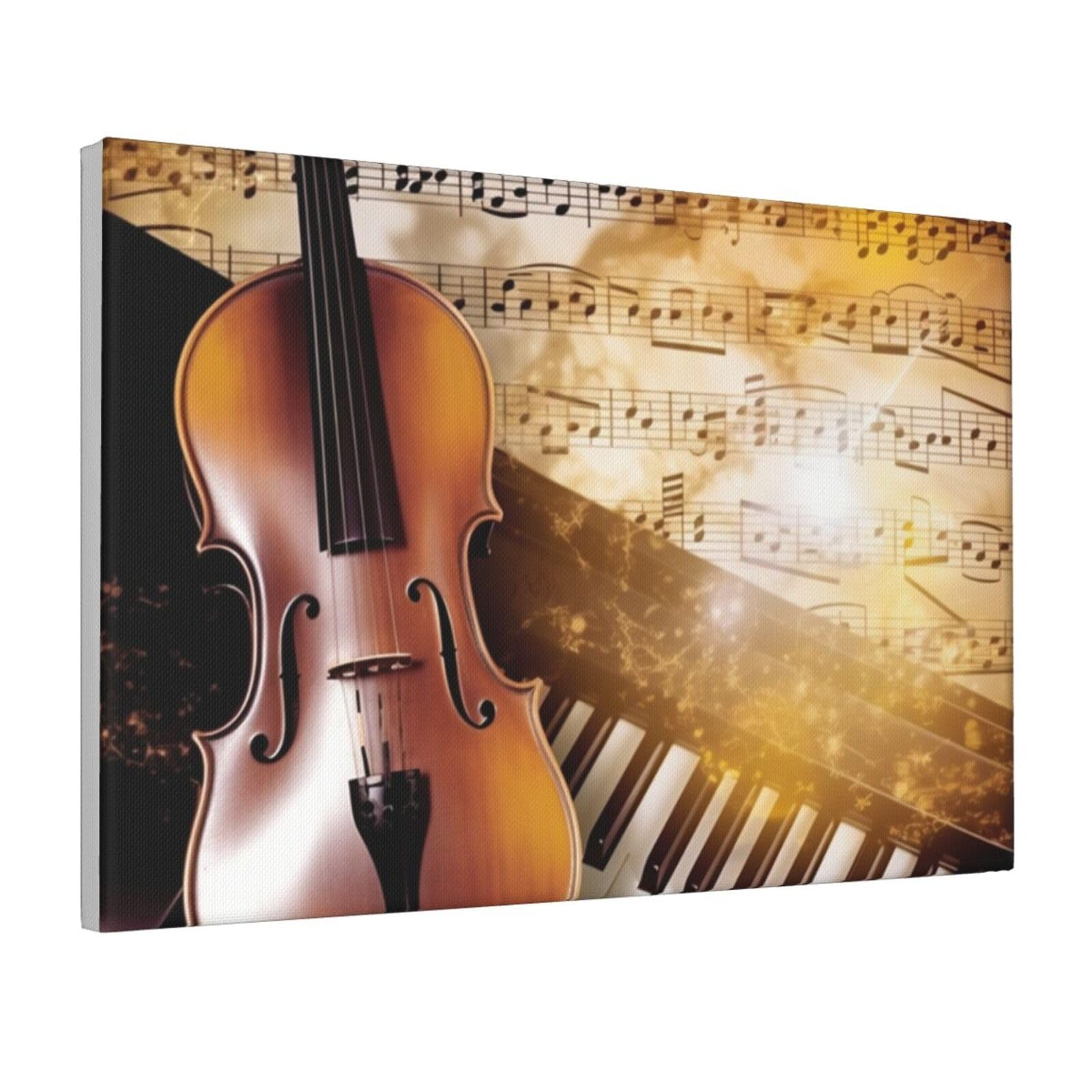 Framed Wall Art for Living Room Art Work, Piano Violin Music Notes Picture Prints Modern Office Wall Paintings Poster Aesthetic Wall Decorations for Home Decor Ready To Hang 8"x12"
