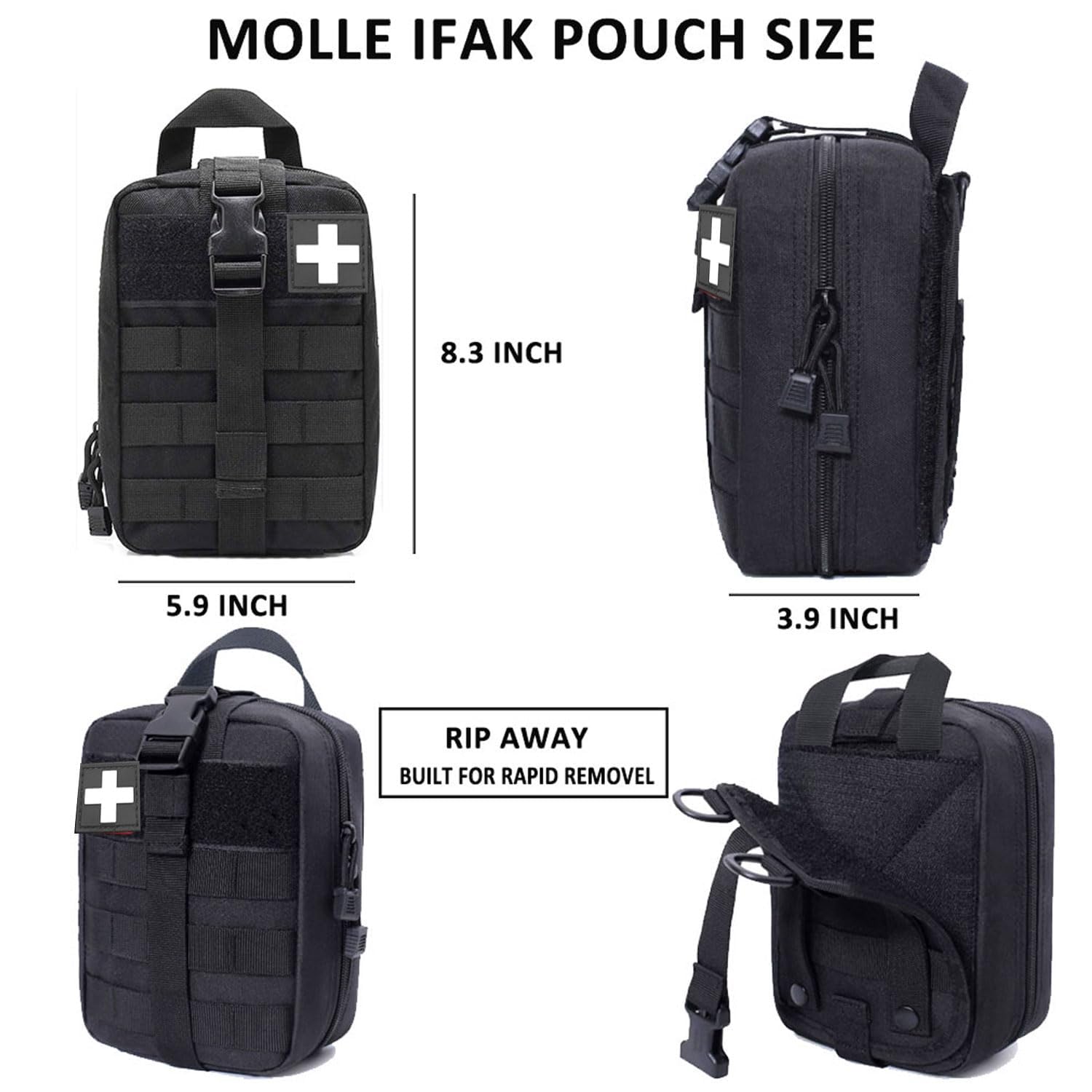 Molle - Organizador de respaldo de asiento, bolsa organizadora universal táctica para asiento trasero de coche con 5 bolsas desmontables para coche, camión, vehículo Jeep (negro)