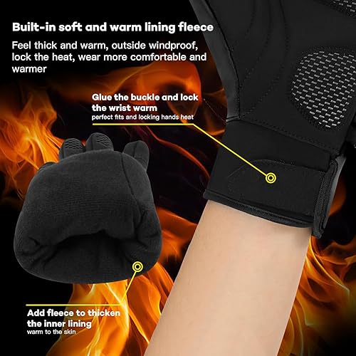 Miniatura 4 de Guantes de invierno para hombres y mujeres para clima frío, guantes de invierno impermeables para hombre, cálidos con dedos para pantalla táctil,