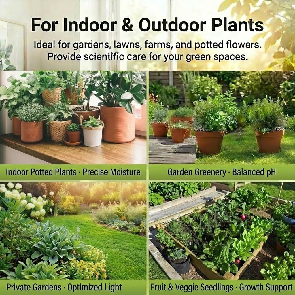 Medidor de pH del Suelo 3 en 1, Higrómetro de Suelo Medidor de Humedad del Suelo con pH Tester de Tierra sin Batería para Plantas Grandes de Interior y Exterior Flores Césped Jardinería