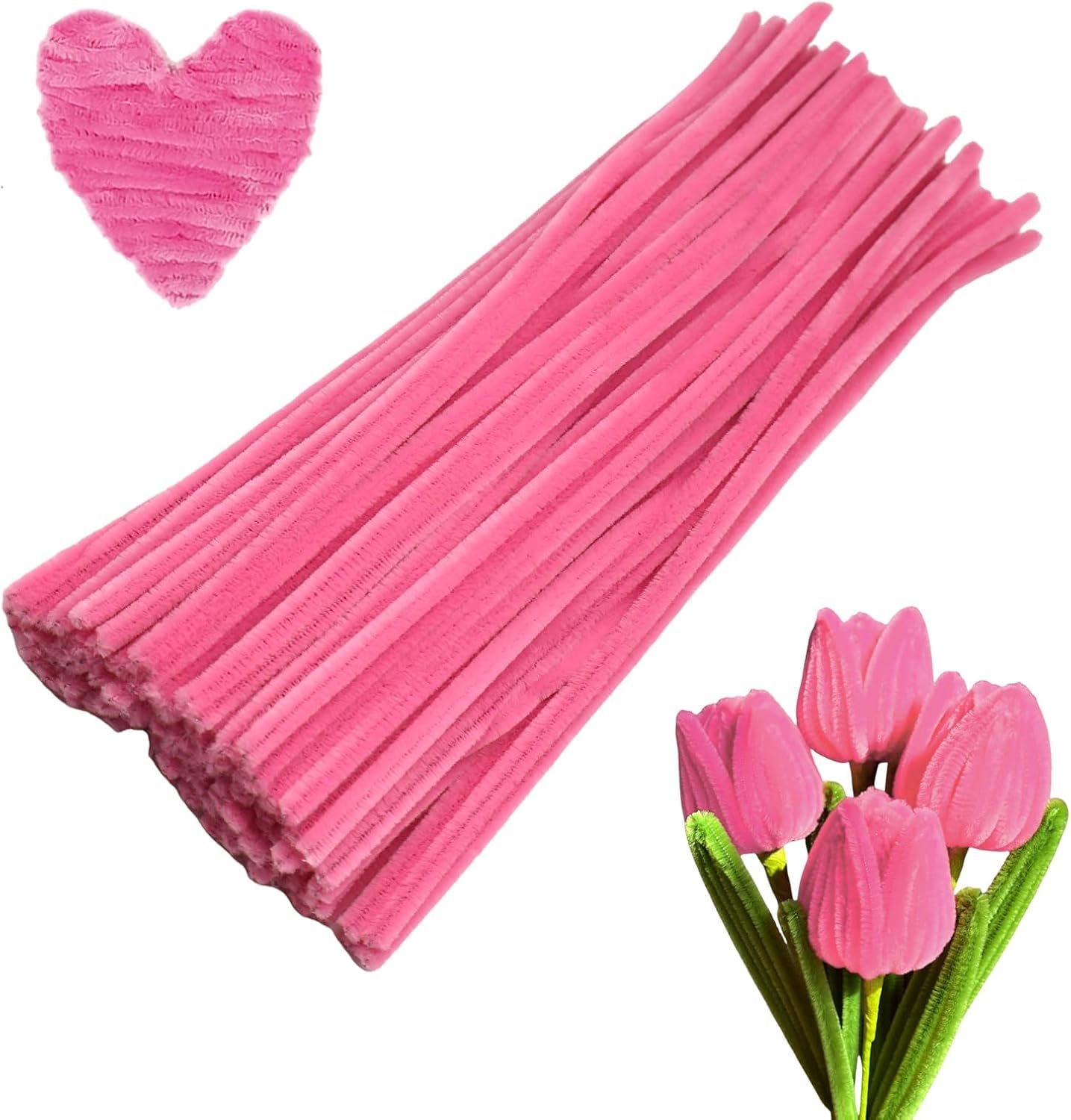 100Pcs Pipe Cleaners Craft Set | Chenille Stem Fuzzy Sticks DIY Craft Supplies for Art Projects Activities, Decorations, Flower Making, Modeling & Sculpting 100Pcs (Red) — Amazon image 9