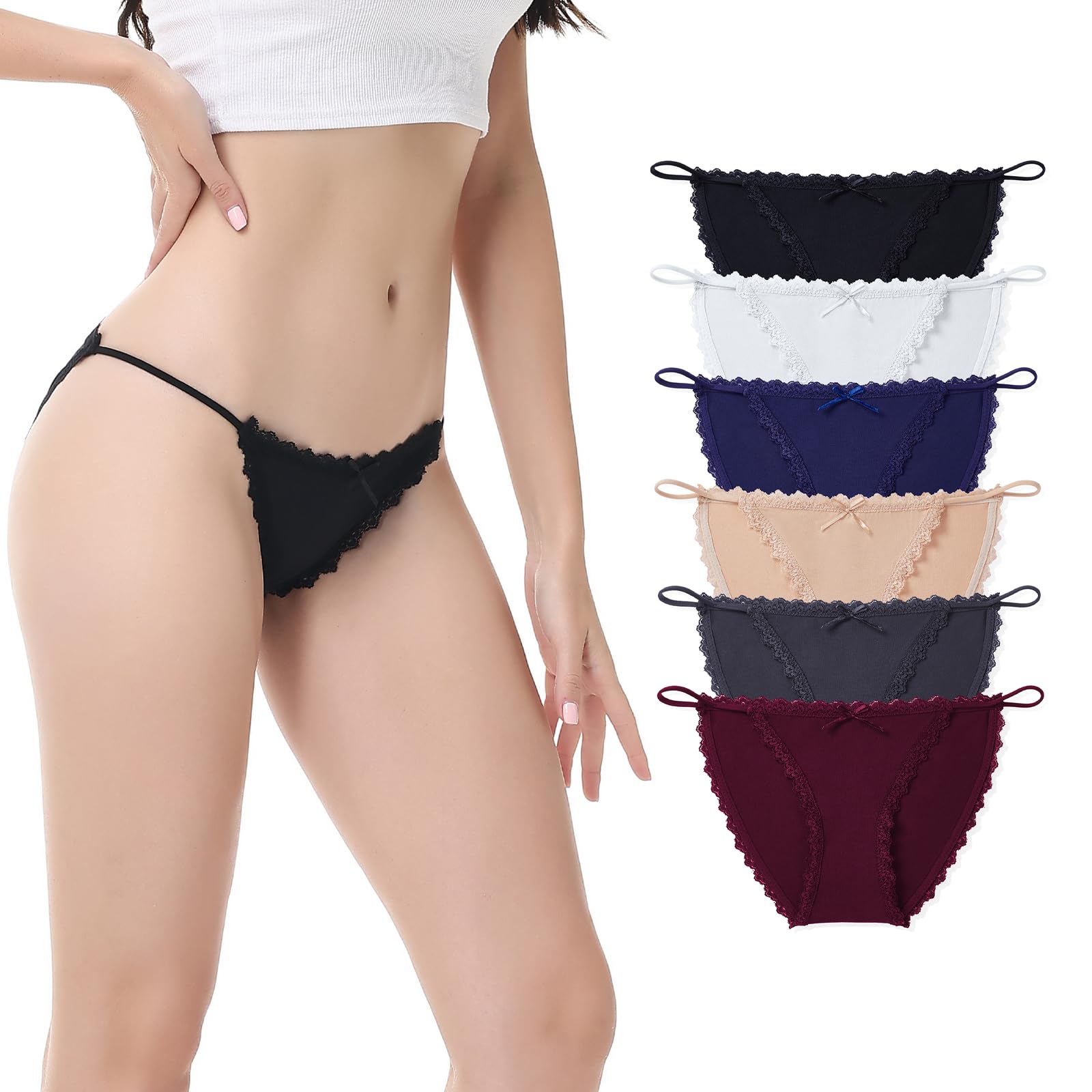 CameliaWomens Underwear string Bikini Microfiber stretch Lace Panties 5-6 Pack Sexy Briefs USA