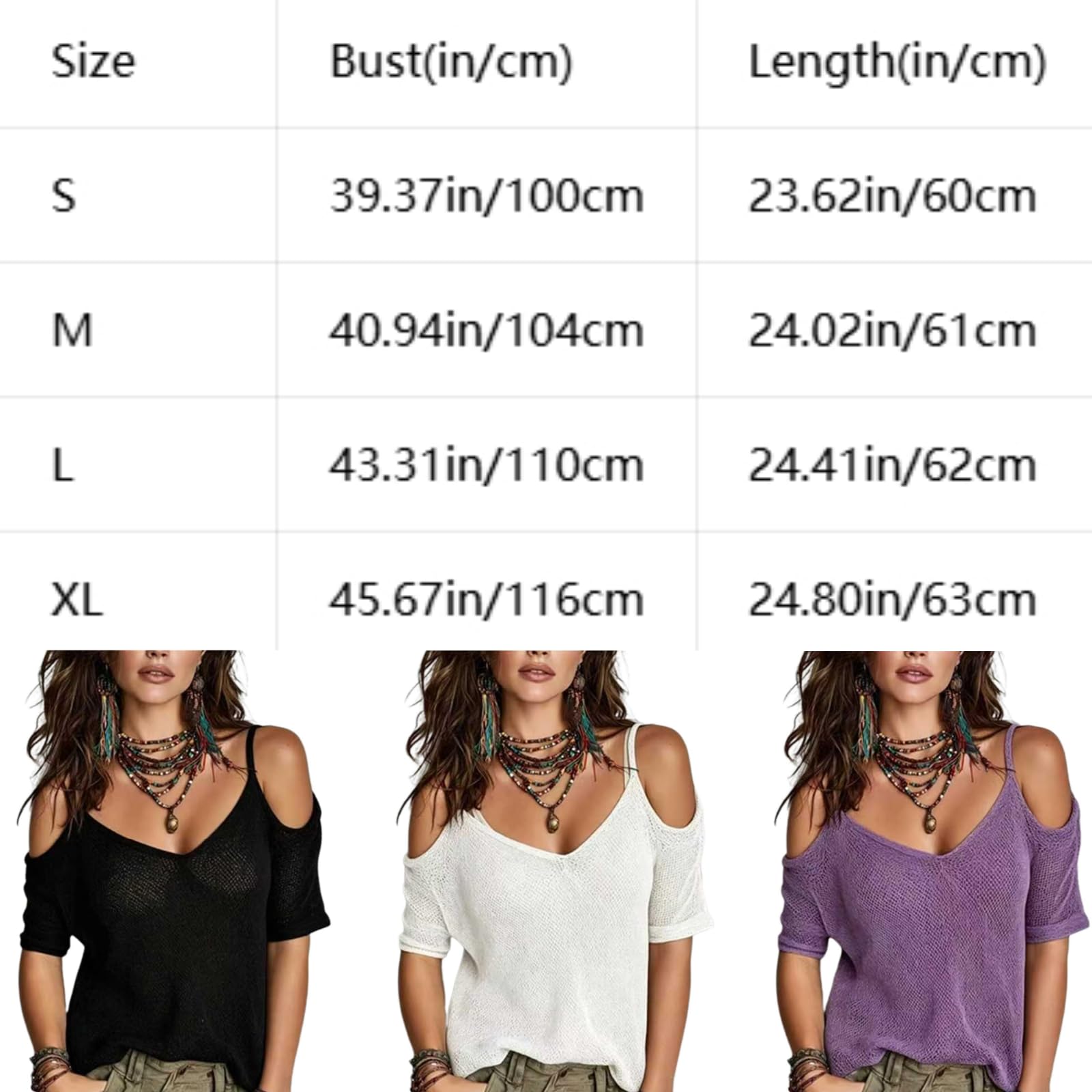 Générique Hauts d'été pour Femmes : épaules dénudées, Maille Transparente, Manches Courtes et Style bohème décontracté