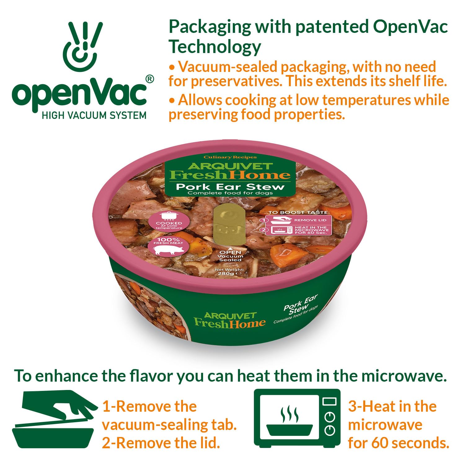 ARQUIVET Pack 9 Unidades - FreshHome - Estofado de Oreja de Cerdo para Perro - 280g - Alimento húmedo Completo para Perros