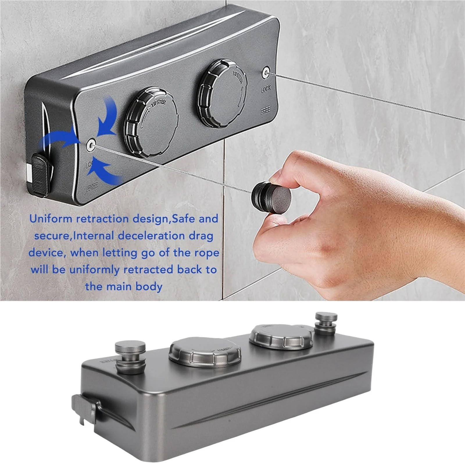 Corde à Linge rétractable d'intérieur, Double Corde Murale for séchage de vêtements, Ligne for Balcon et Salle Bain pour Le Linge