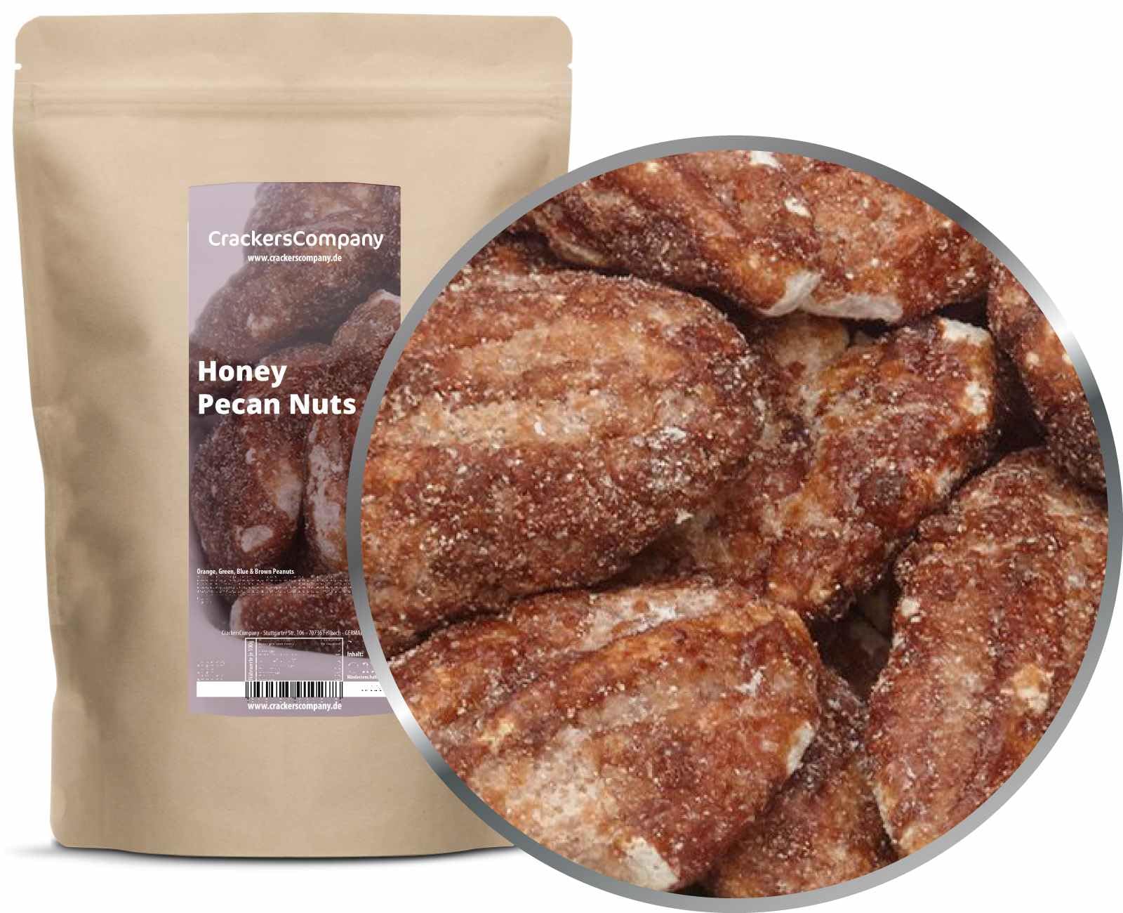 CrackersCompany Honig-Pekannüsse 450g – süß, edel, goldbraun