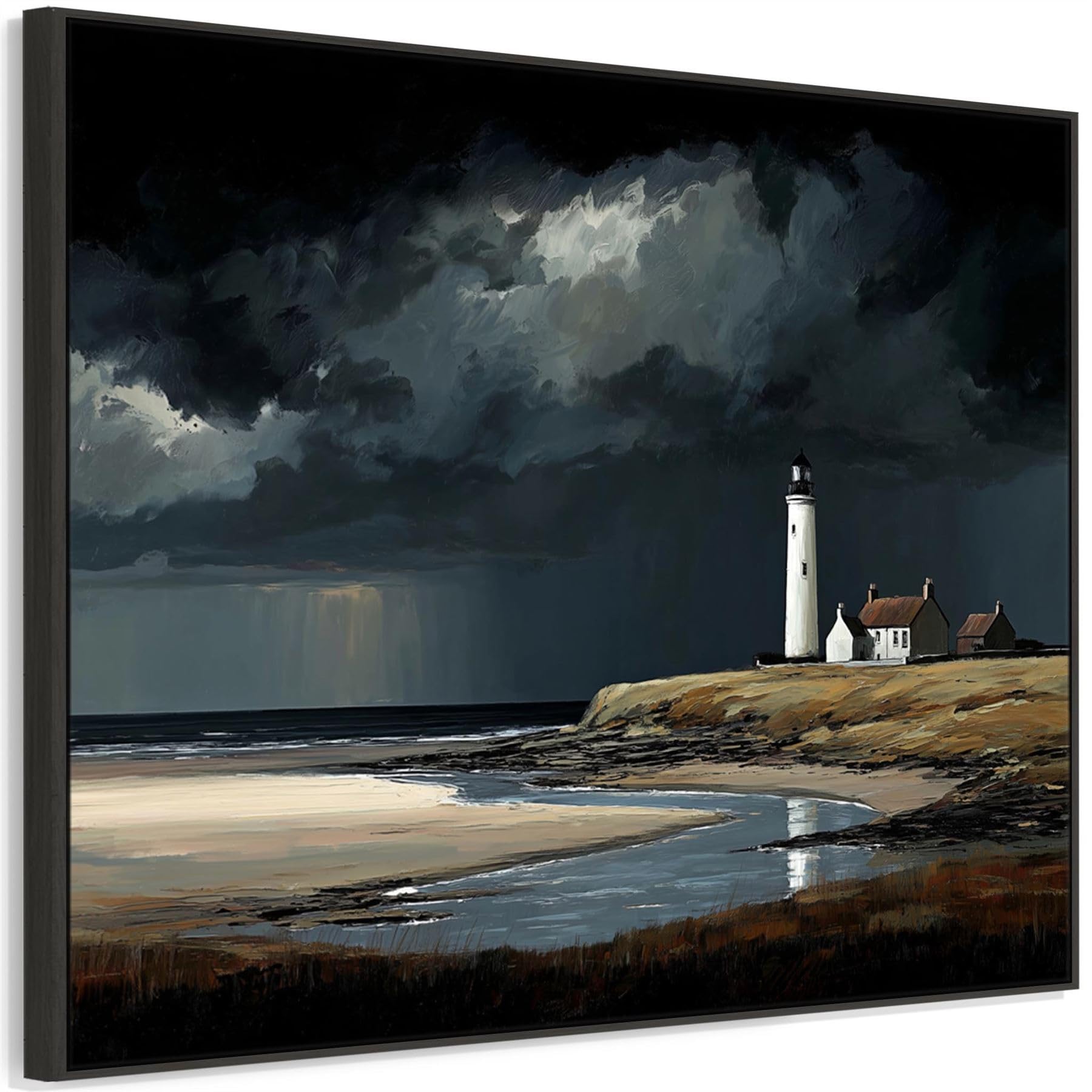 Wallfillers Extra Large Scottish Framed Art - Lighthouse - Last Light (100cm x 84cm)