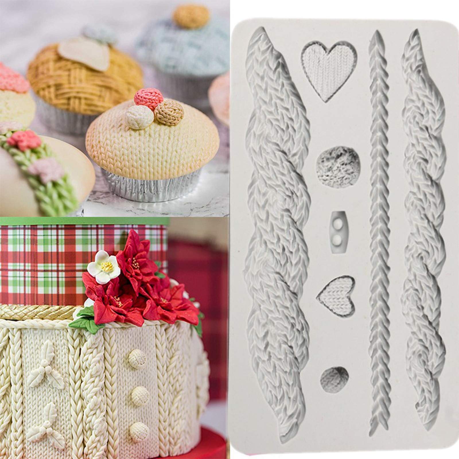 Molds Mold Fondant Cake Knitting Cake Mold Border Texture Silicone Cake Mould Small Nonstick Pan for Air Fryer