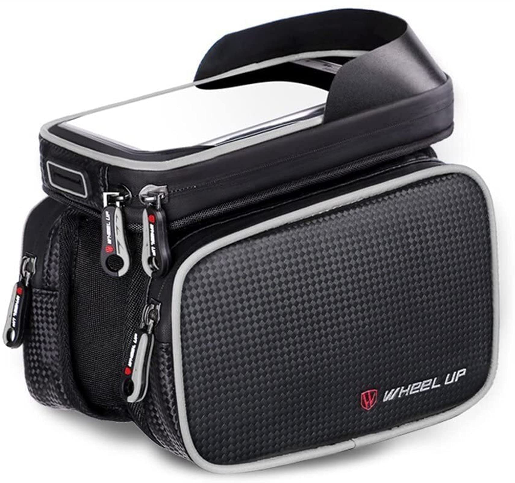 Bolsa para Bicicleta, sillín, Equipo para Bicicleta de montaña, Impermeable, para teléfono móvil, para Montar en Bicicleta (2 Piezas) (Color: Negro + Gris)