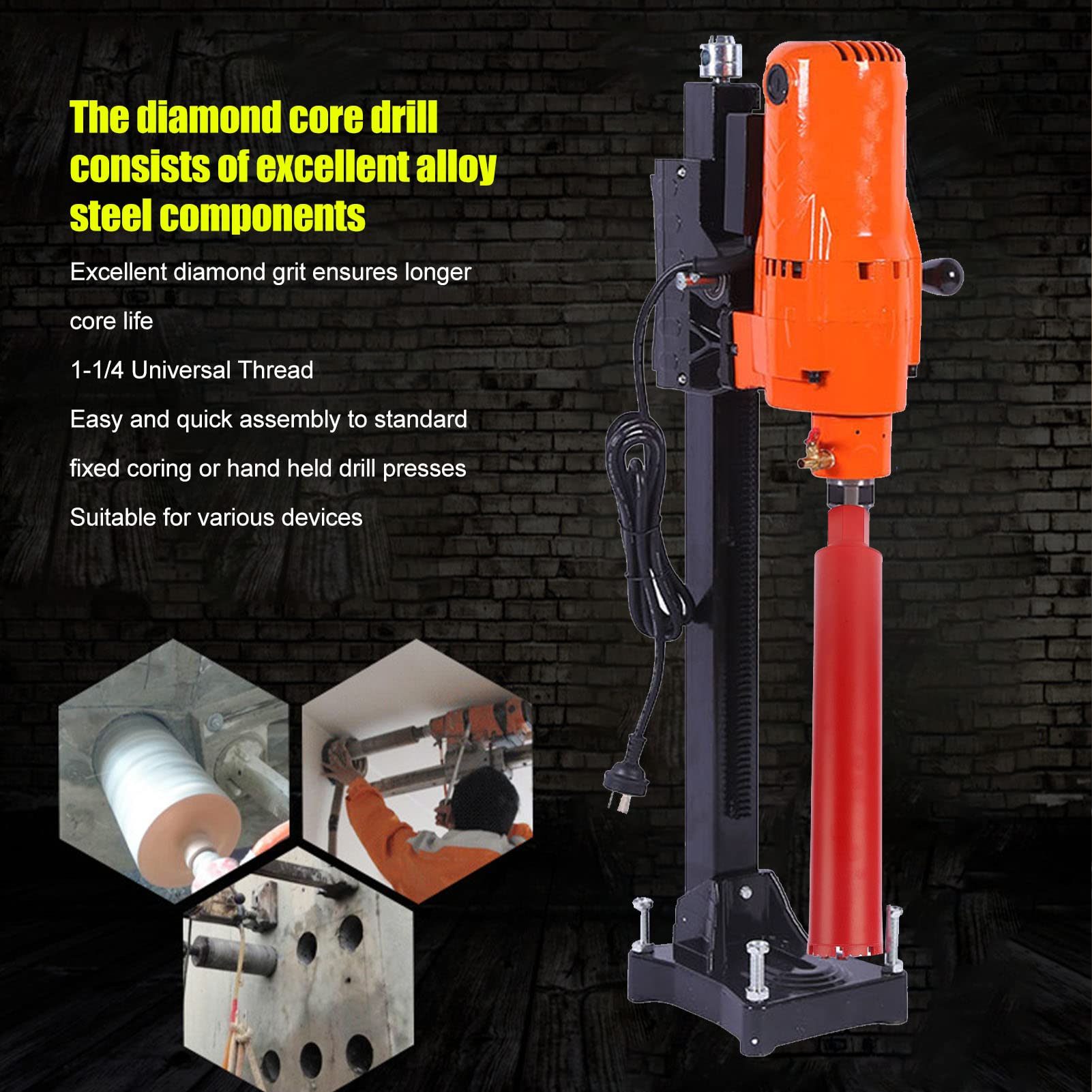 Wiertło mokrego rdzenia diamentowego uniwersalne gwint Solidne wiertło wodne dla betonu marmurowego z cegły Diamentowy stal 450 mm 17,7 cala (76 mm)