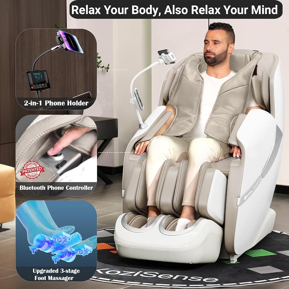 A18 3D Massage Chair Full Body, Zero Gravity SL-Track Shiatsu Massage Recliner Chair with Heat, AI Control, Body Scan and Calfrest Extension (Upgraded)