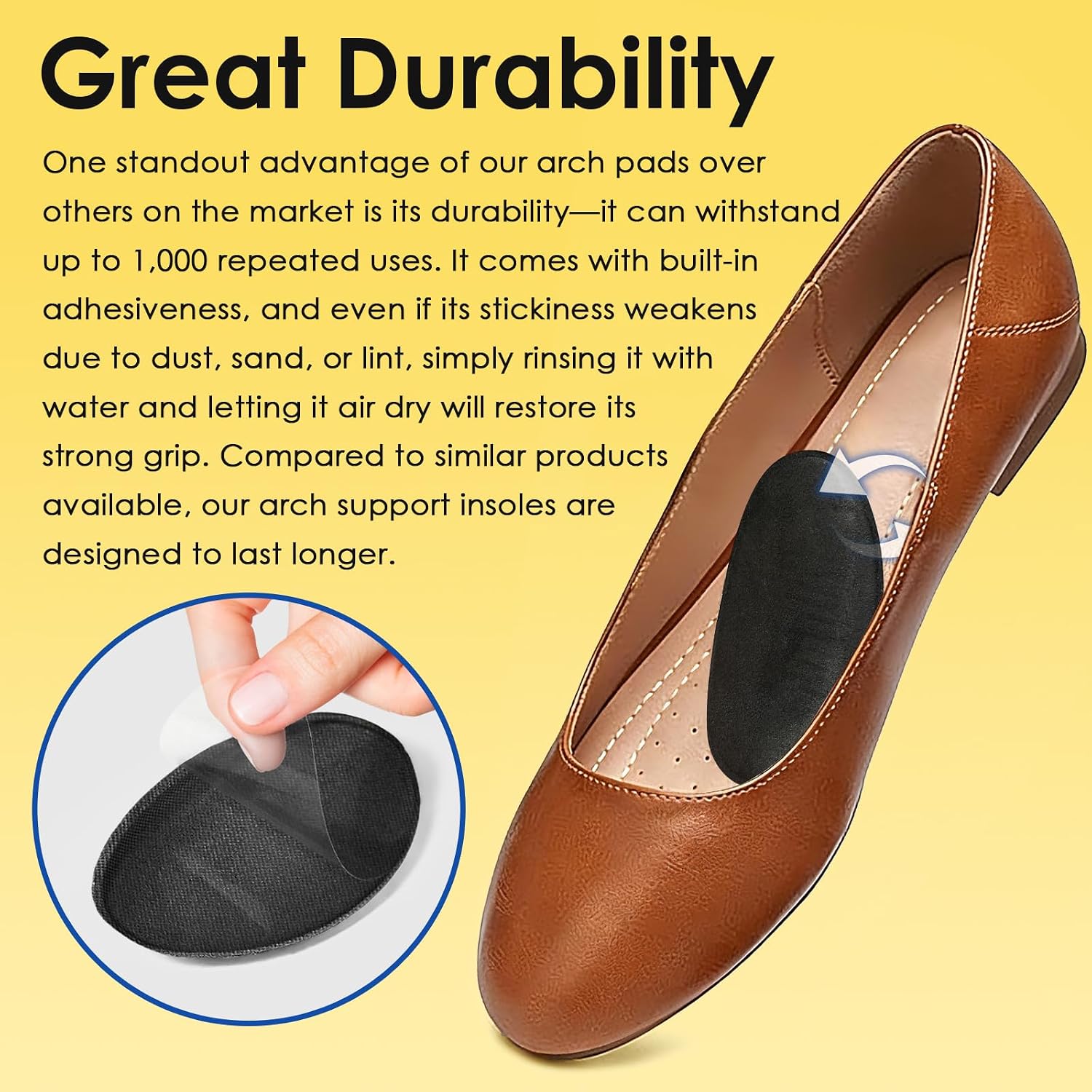 JL-Group Arch Support Inserts - 3 Pairs Lightweight Gel Arch Pads Cushions (High Arch)