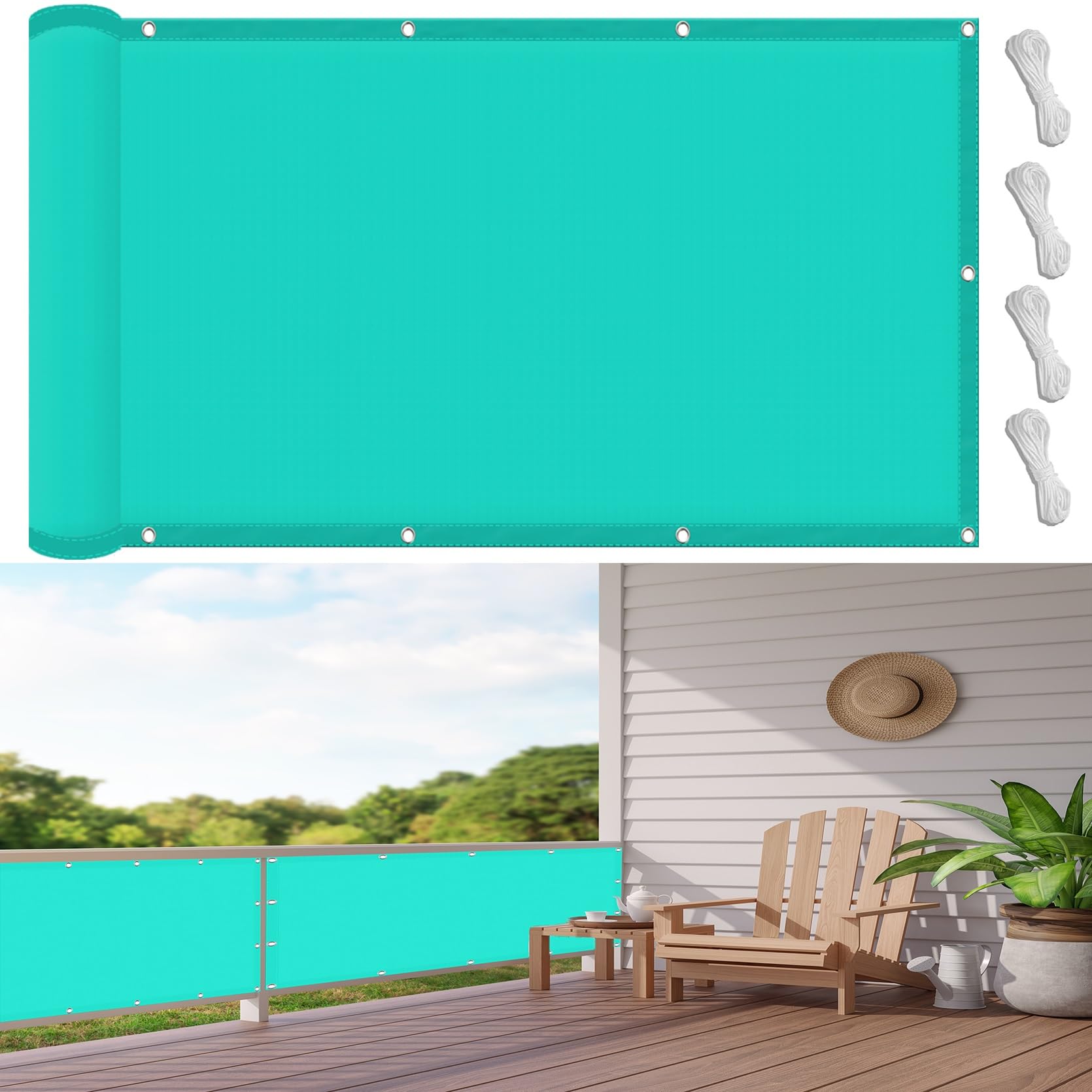 Voile d'ombrage anti UV à 98% et toile hydrofuge rectangulaire pour terrasse et jardin