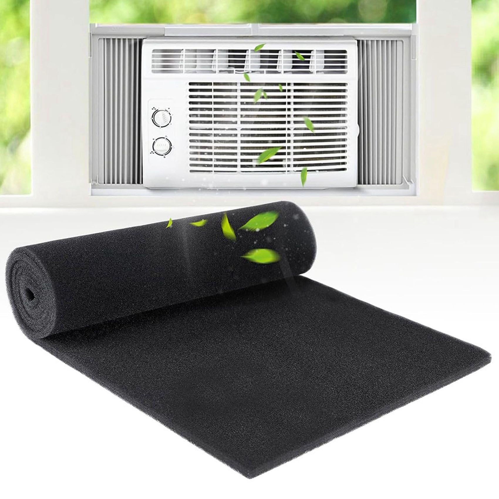 3X Filtros de Aire Acondicionado Extra Grandes Recortables: Filtros Purificadores de Aire con Almohadilla de Carbón, Rollo de Prefiltro con Almohadilla de Espuma.