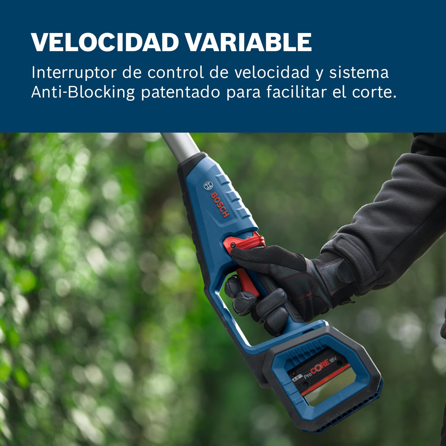 Bosch Professional 18V System sierra de bastón telescópico GHE 18V-50 TP (bastón telescópico de 2,5 m, 3400 carreras por minuto, apertura de dientes de 23,5 mm, correa de hombro incl., sin batería)
