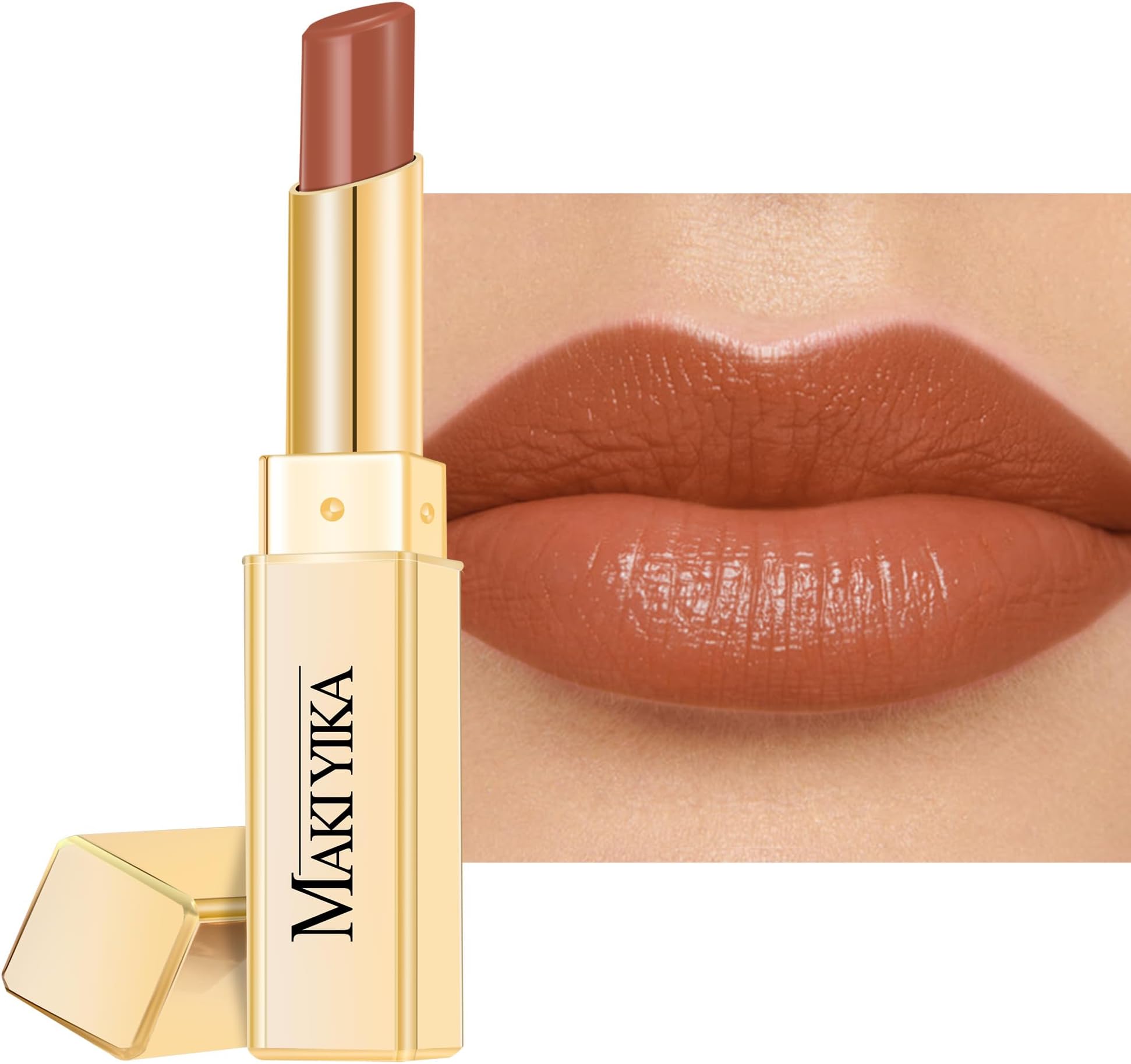 Moisture Light Brown Lipstick for Women Hydrate Lip Gloss for Dry Cracked Lips Weightless Glossy Lip Color Juicy Finish,MA050 Milk Brown
