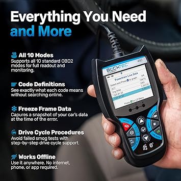 BLCKTEC 440 Bluetooth OBD2 Scanner Diagnostic Tool - Car Code Reader and Scanner for Car -  with Live Data - Battery/Charging System Test - Works for All OBD Compliant Cars 1996 & Newer