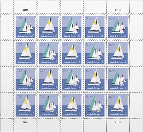 Sellos postales de veleros (1 hoja (20 sellos))