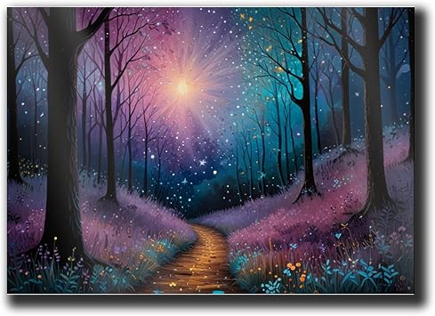 Copper Moon and Fireflies, Giclee Poster Print, Landscape Abstract Prints, Poster Prints, Print