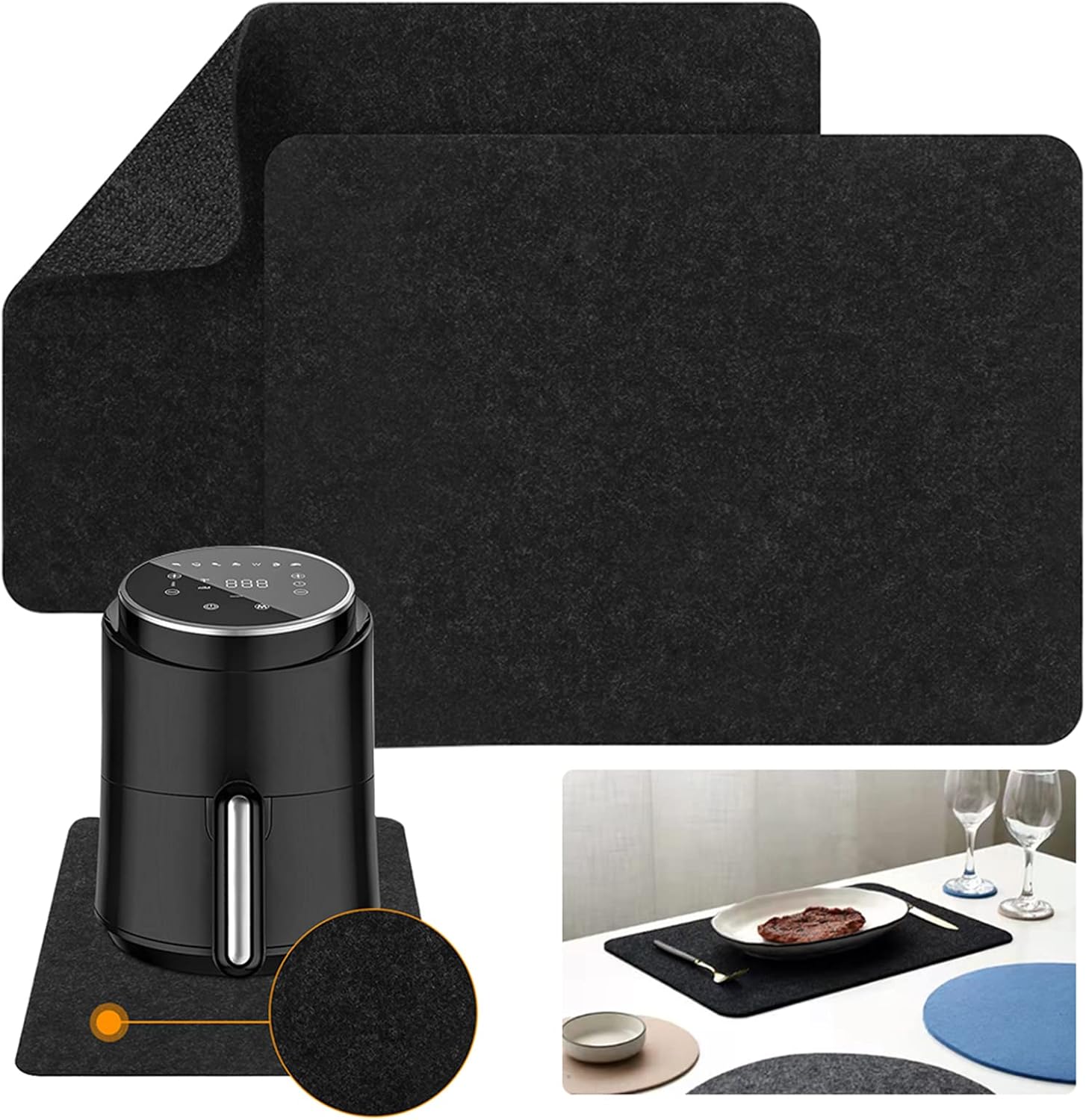 2Pcs Air Fryer Pad Mat, HeatResistant Kitchen Counter Mat, NonSlip