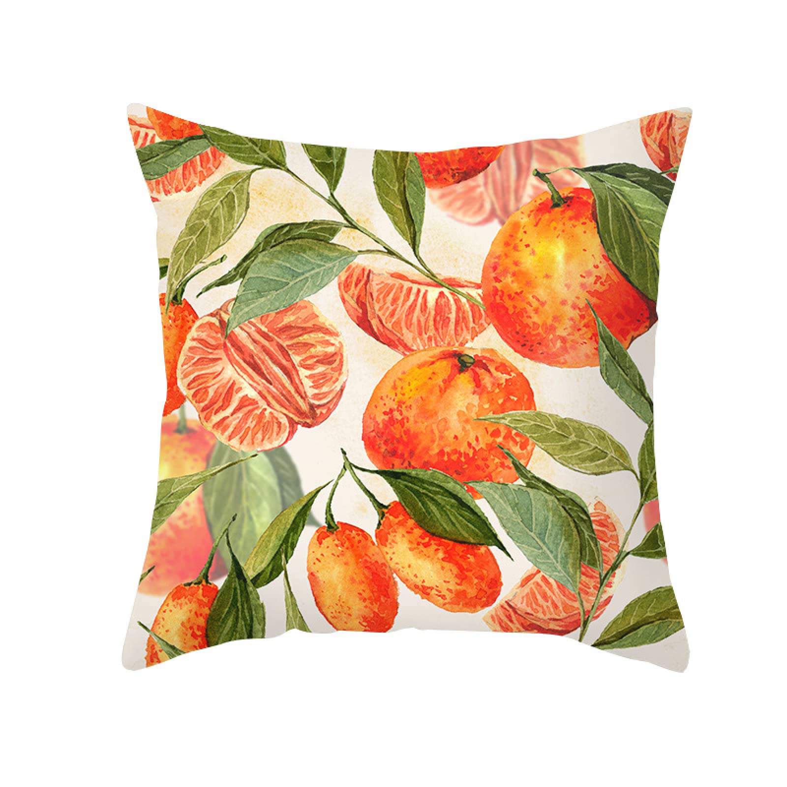 Cushion Covers Orange Green Pillow Cases Soft Linen Cushions with Covers Included Washable Sofa Cushions with Invisible Zip Pillowcase Breathable Pillow Cover 50x50 Cushion Cover 1 Pack