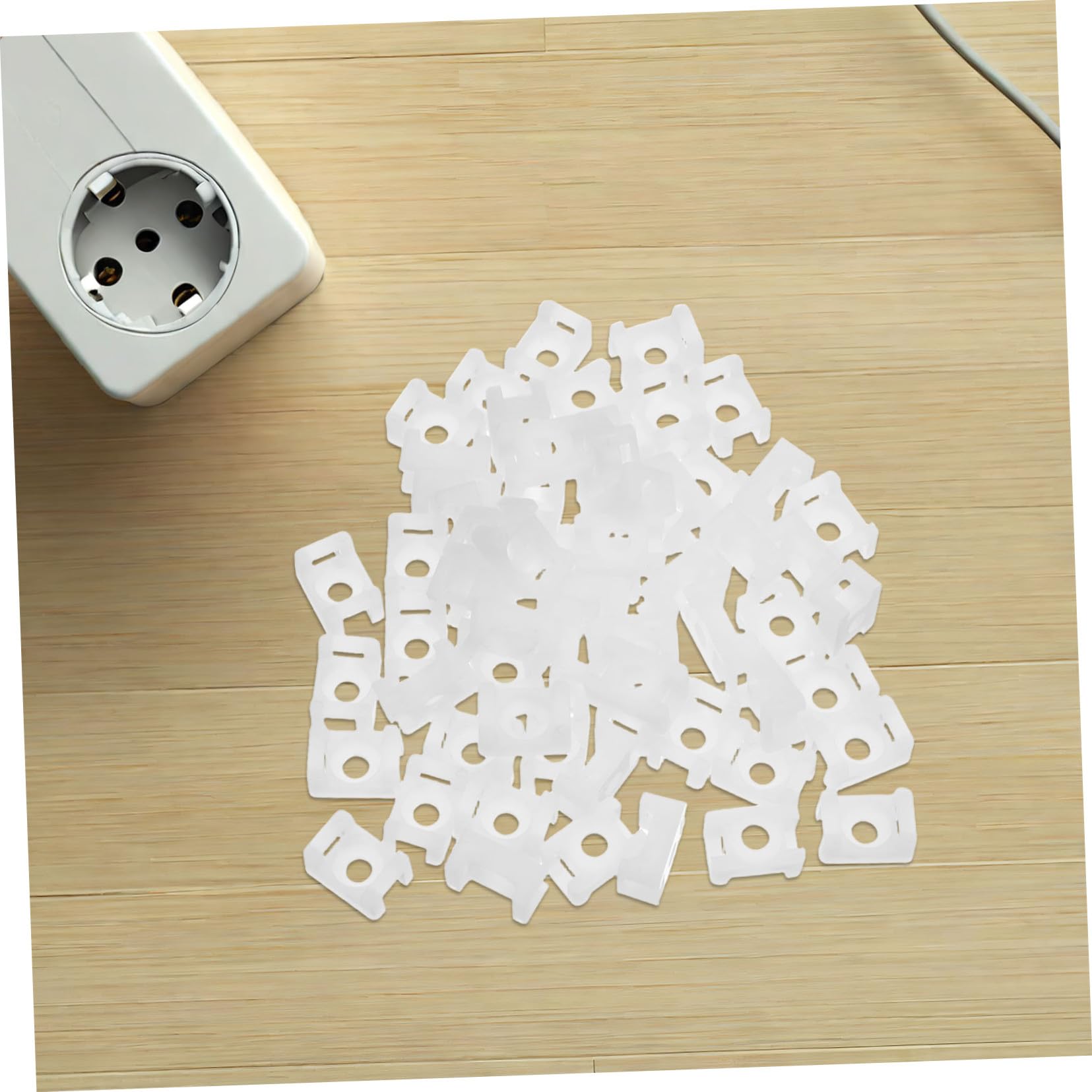 HOMSFOU 1000 Pezzi Supporto in Plastica per Fascette, Fermacavi Bianco con Foro per Vite, Organizzatore Cavi Rapido per Gestione Fili a Casa e Scrivanie