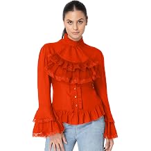 ThePirateDressing Womens Renaissance Medieval Victorian Gothic Pirate Shirt Blouse with Removable Tie